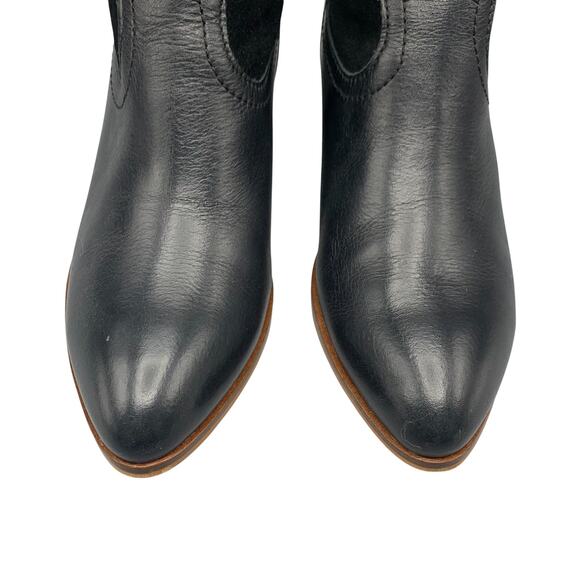 Frye & Co Womens Rubie Zip Bootie Size 8 Black Leather Ankle Boot Suede 70733 - Picture 5 of 10